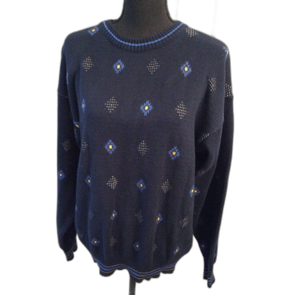Vintage Tricots St. Raphael Navy Blue Sweater Small S Grandpacore